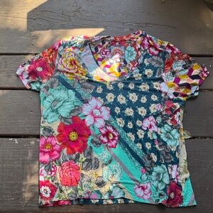 Johnny Was Multicolor Floral Top
